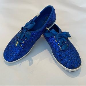 Ladies royal blue glitter sequins bling sneakers Keds tennis shoes